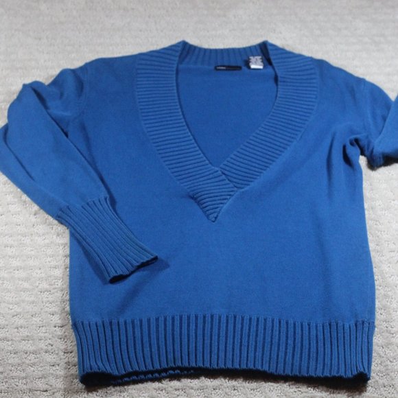 Moda International Size S Teal Deep V Neck Sweater - Picture 1 of 6